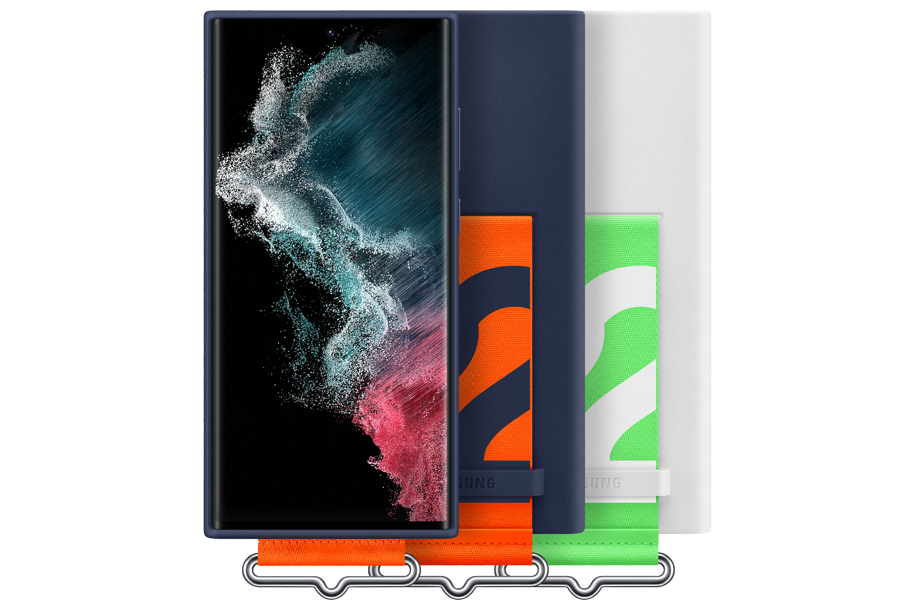 SAMSUNG Silicone Cover mit Band, Backcover, Samsung, Galaxy S22 Ultra, Navy