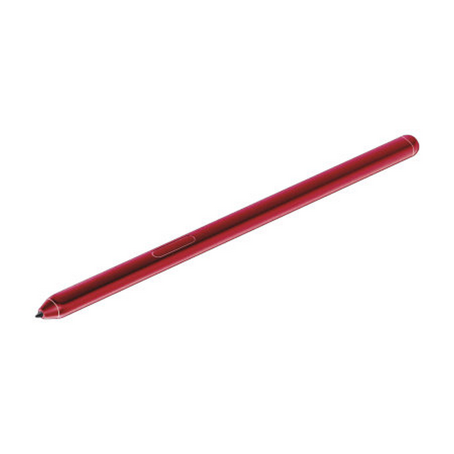 Lápiz rojo sobre fondo blanco. Diseño metálico y elegante, ideal para interacción digital.