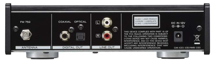 Rückseite eines schwarzen Audio-Receivers mit verschiedenen Ein-/Ausgangsanschlüssen und Beschriftungen.