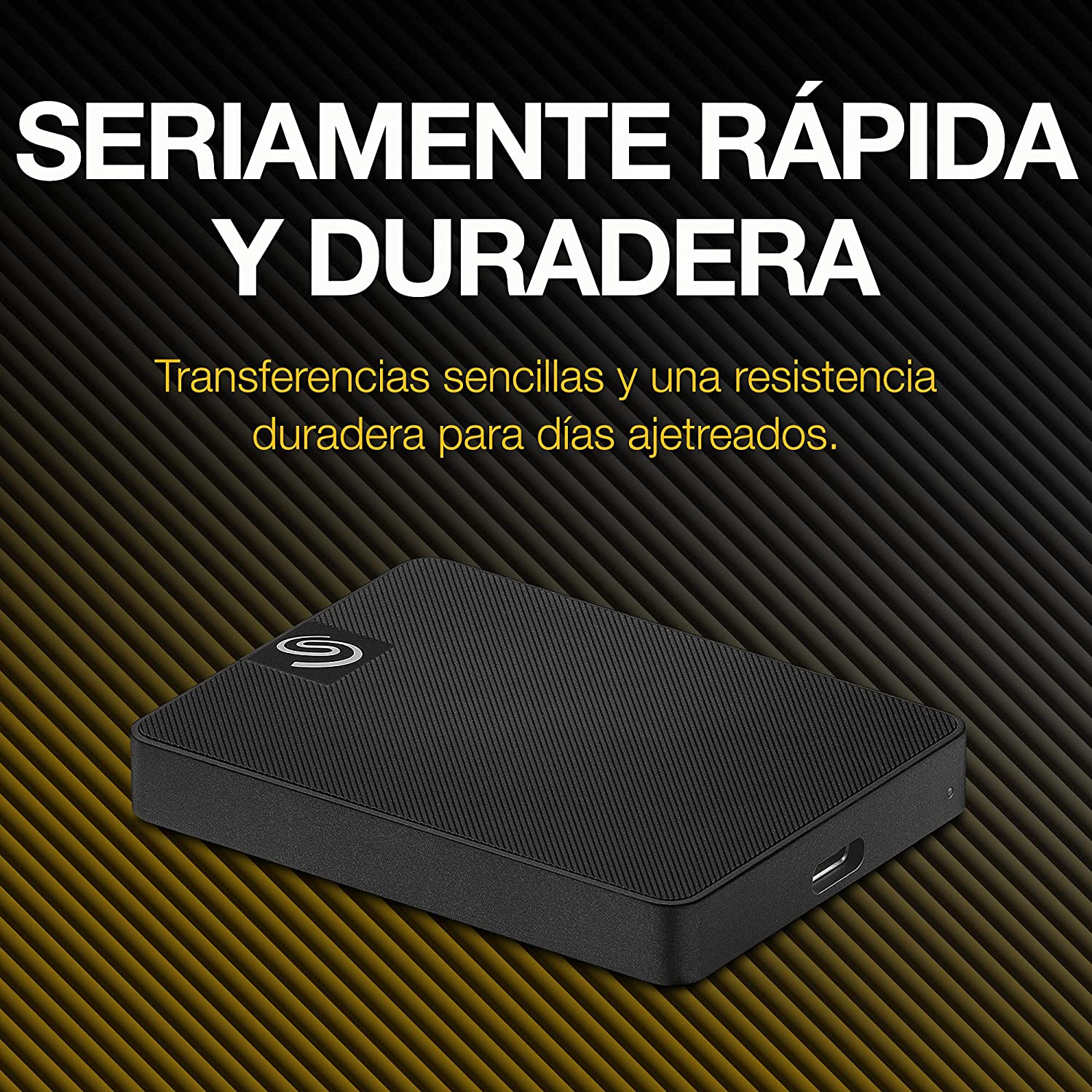 Disco duro SSD 2 TB - Seagate Expansion ‎STLH2000400, 5000 MB/s, Externo, USB-C 3.2, Para PC y Mac, Negro