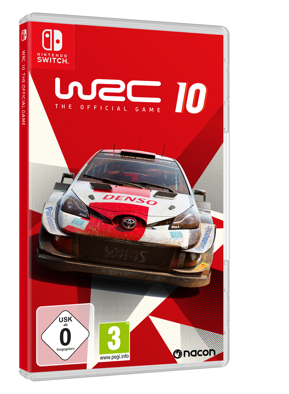 WRC 10 Spielbox mit einem Auto auf der Vorderseite.