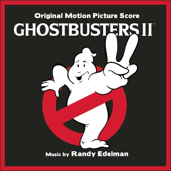 A Ghostbusters II című film plakátja rajzolt szellemmel, aki békejelet mutat egy piros szellemmentes logóban.