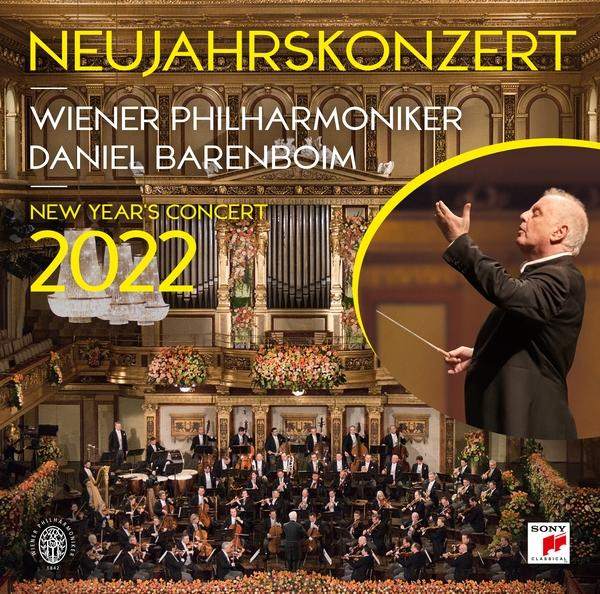 Újévi koncert 2022 plakát, zenekar játszik a koncertteremben.