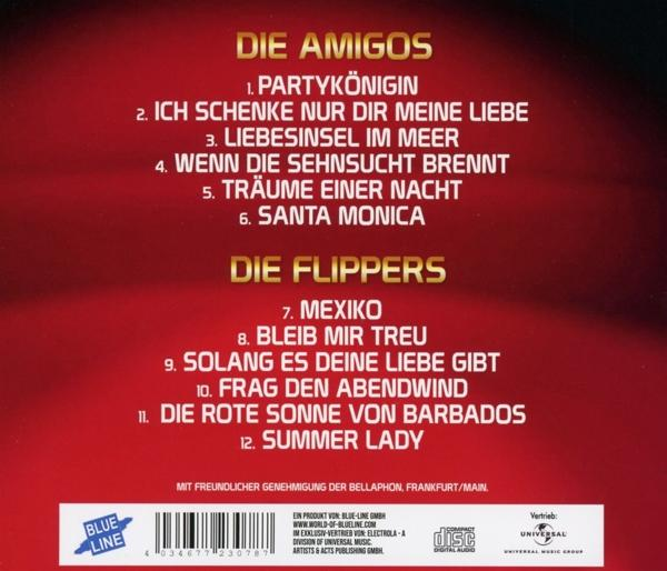 CD-Cover mit einer Titelliste von Songs der Künstler Die Amigos und Die Flippers.