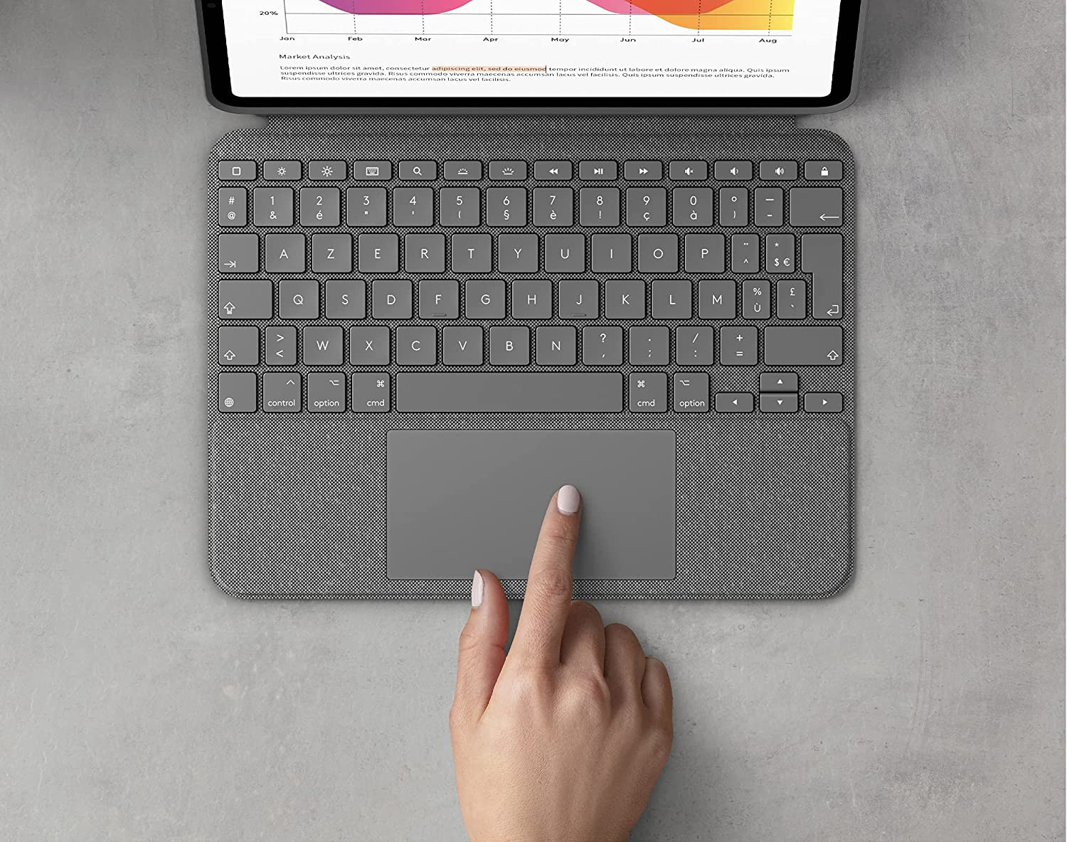 LOGITECH Toetsenbordcover Combo Touch iPad Air 4/5 Gen AZERTY Grijs (920-010298)