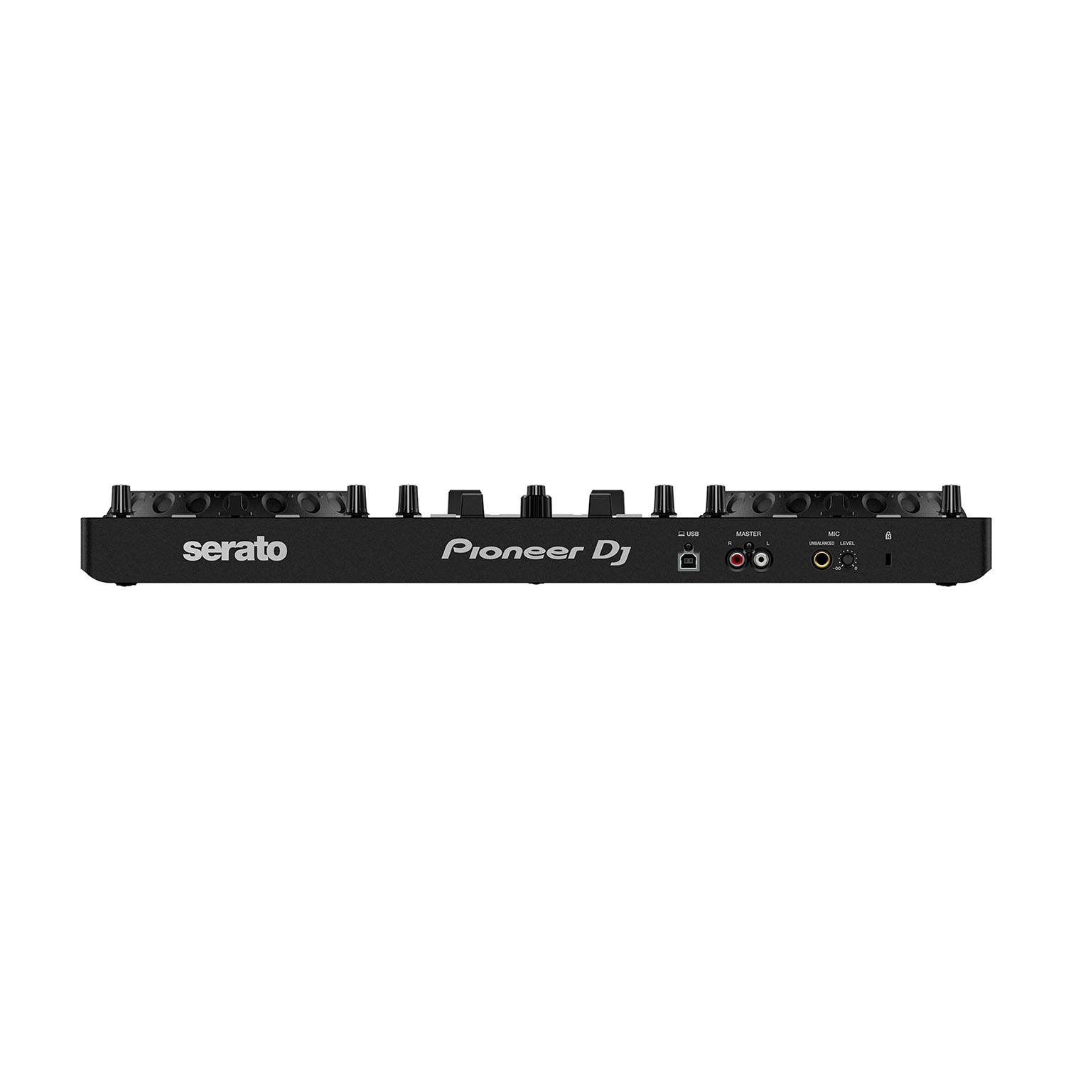 Controller DJ Pioneer nero con marchio Serato. Manopole, pulsanti e porte visibili.