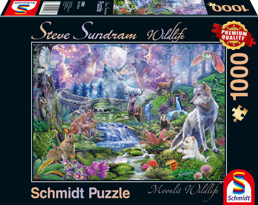 SCHMIDT SPIELE (UE) Wildtiere im Mondschein by Steve Sundram 1000 Teile Puzzle Mehrfarbig