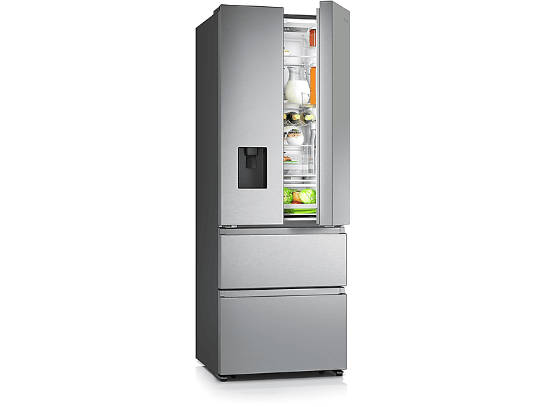 HISENSE RF632N4WIE French Door (485 l, E, 2000 mm hoch, Grau)