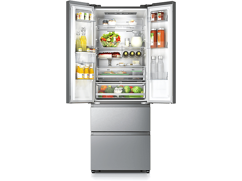 HISENSE RF632N4WIE French Door (485 l, E, 2000 mm hoch, Grau)