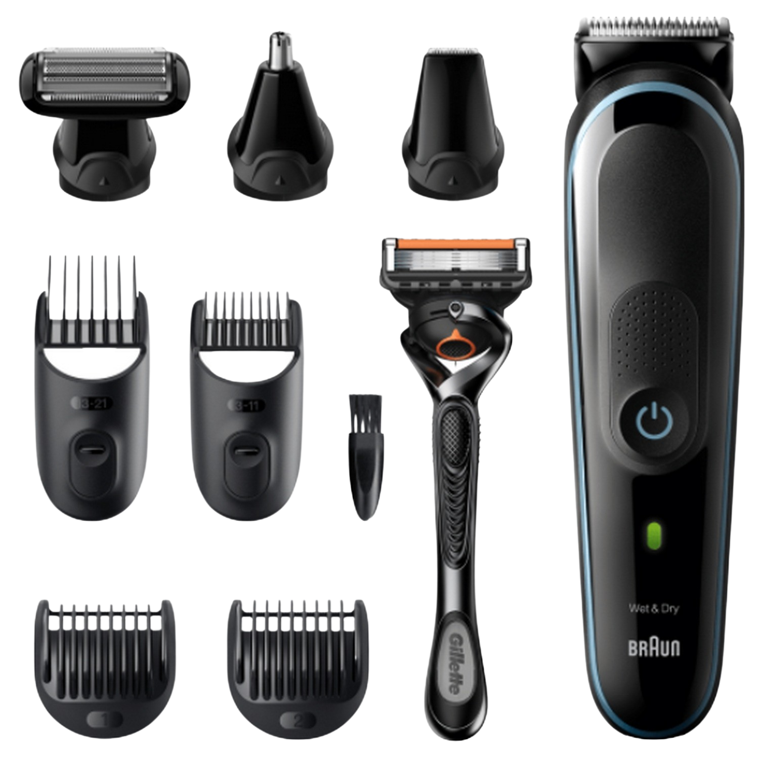 Recortadora Braun Todo en uno 5 mgk5380 de barba 9 1 para hombre 7 accesorios pelo cortapelos cara orejas y nariz