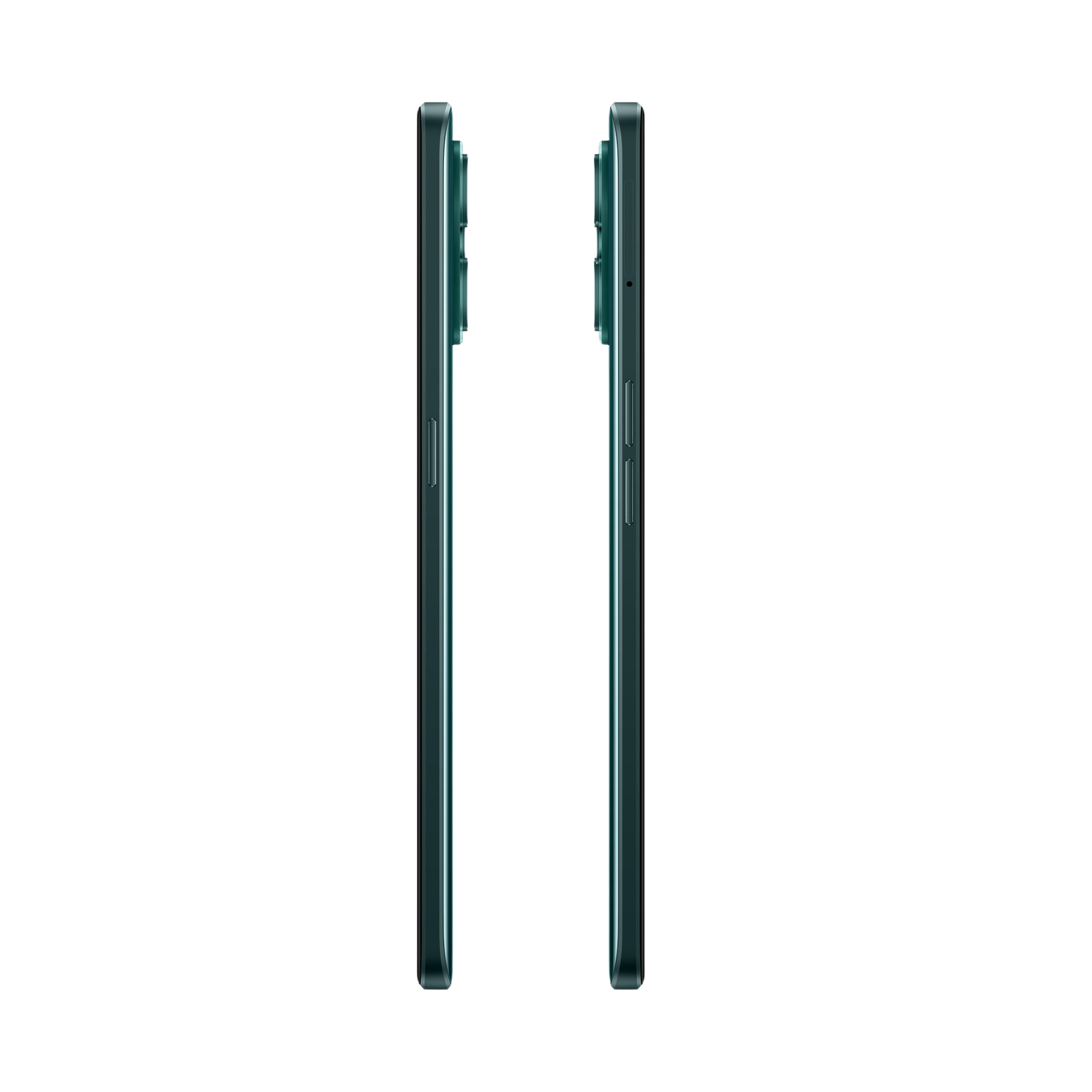 Dos teléfonos uno al lado del otro. Color verde con fondo negro.