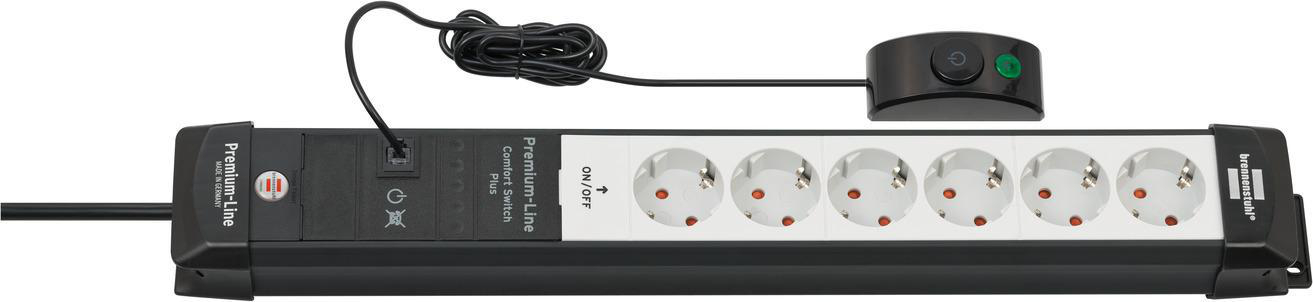 BRENNENSTUHL Premium-Line Comfort Switch Plus 6-fach Steckdosenleiste mit Hand-/Fußschalter, 3 m