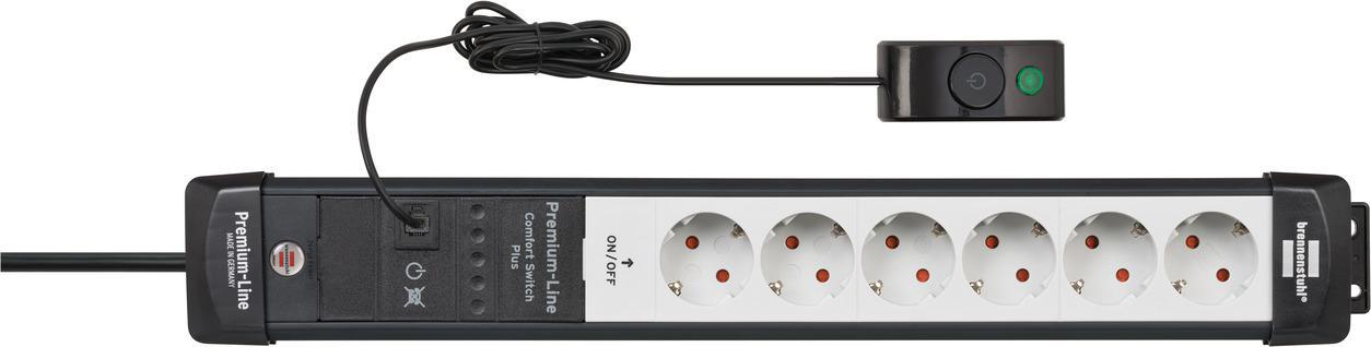 BRENNENSTUHL Premium-Line Comfort Switch Plus 6-fach Steckdosenleiste mit Hand-/Fußschalter, 3 m