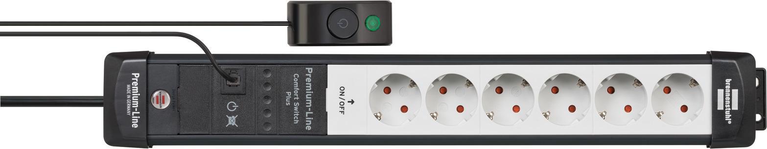 BRENNENSTUHL Premium-Line Comfort Switch Plus 6-fach Steckdosenleiste mit Hand-/Fußschalter, 3 m