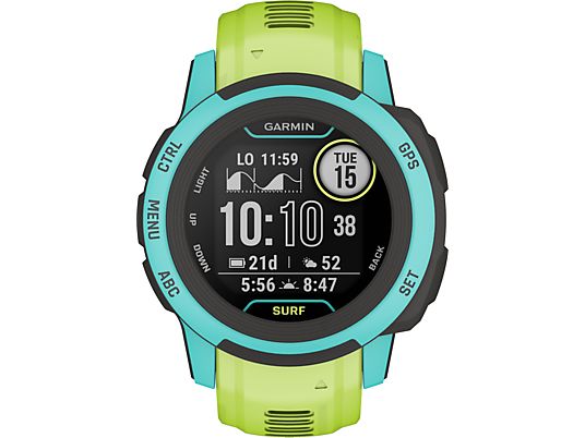 GARMIN Instinct 2S Surf Edition - GPS-Smartwatch (Breite: 20 mm, Silikon, Grün)