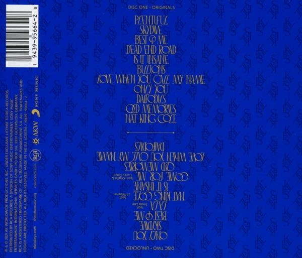 Blaue CD-Hülle mit Text. Listet Songs und Albumdetails auf.