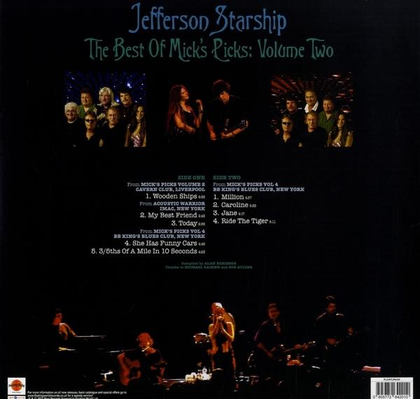 Albumcover: Jefferson Starship - The Best Of Mick's Picks. Fotos von Bandmitgliedern, Titelliste und Logo.