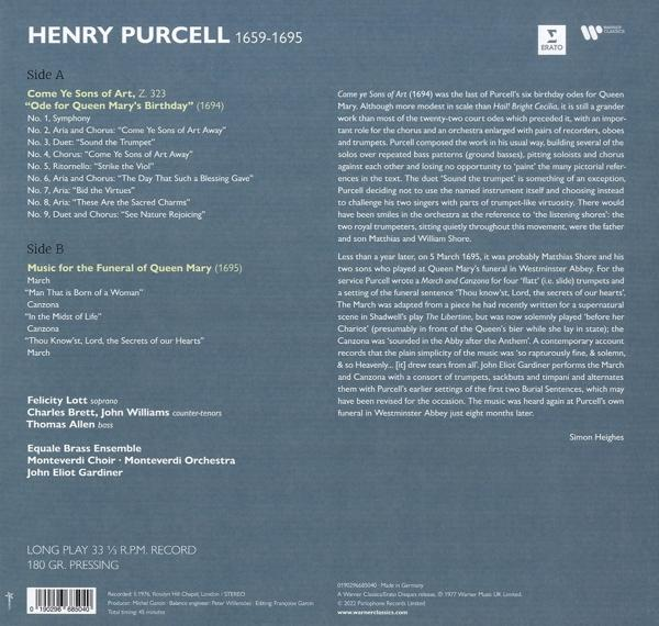 John Eliot Gardiner - Music For Queen Mary, Come Ye Sons Of Arts  - (Vinyl)