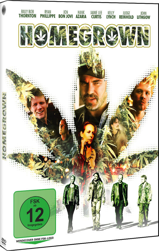 DVD-Cover für den Film Homegrown, mit einem grünen Marihuanablatt.