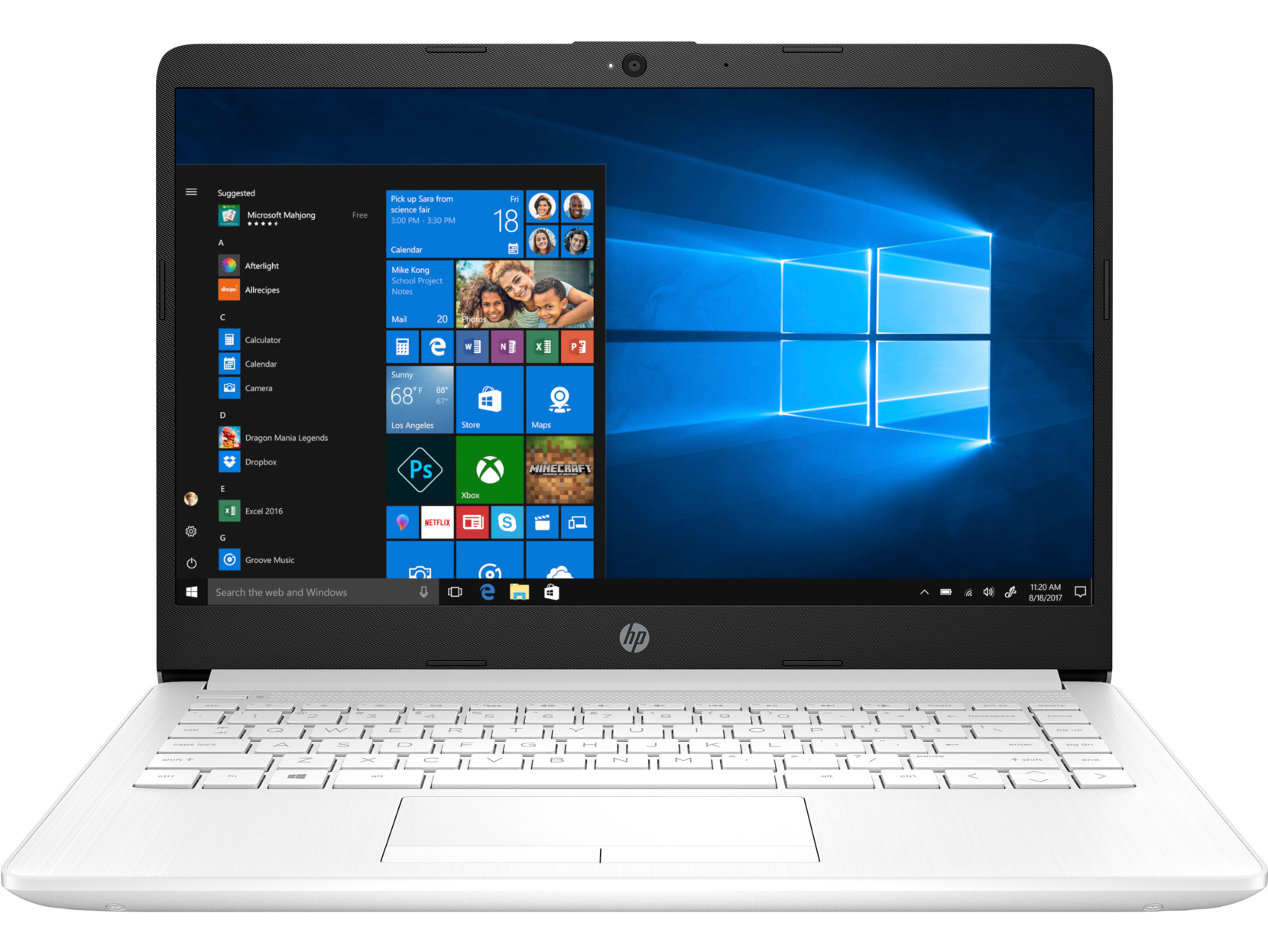 Portátil -  HP 14-df0003ns, 14" Full HD, Intel® Celeron® N4000, 4GB RAM, 64GB eMMC, Windows 10 Home S, Blanco