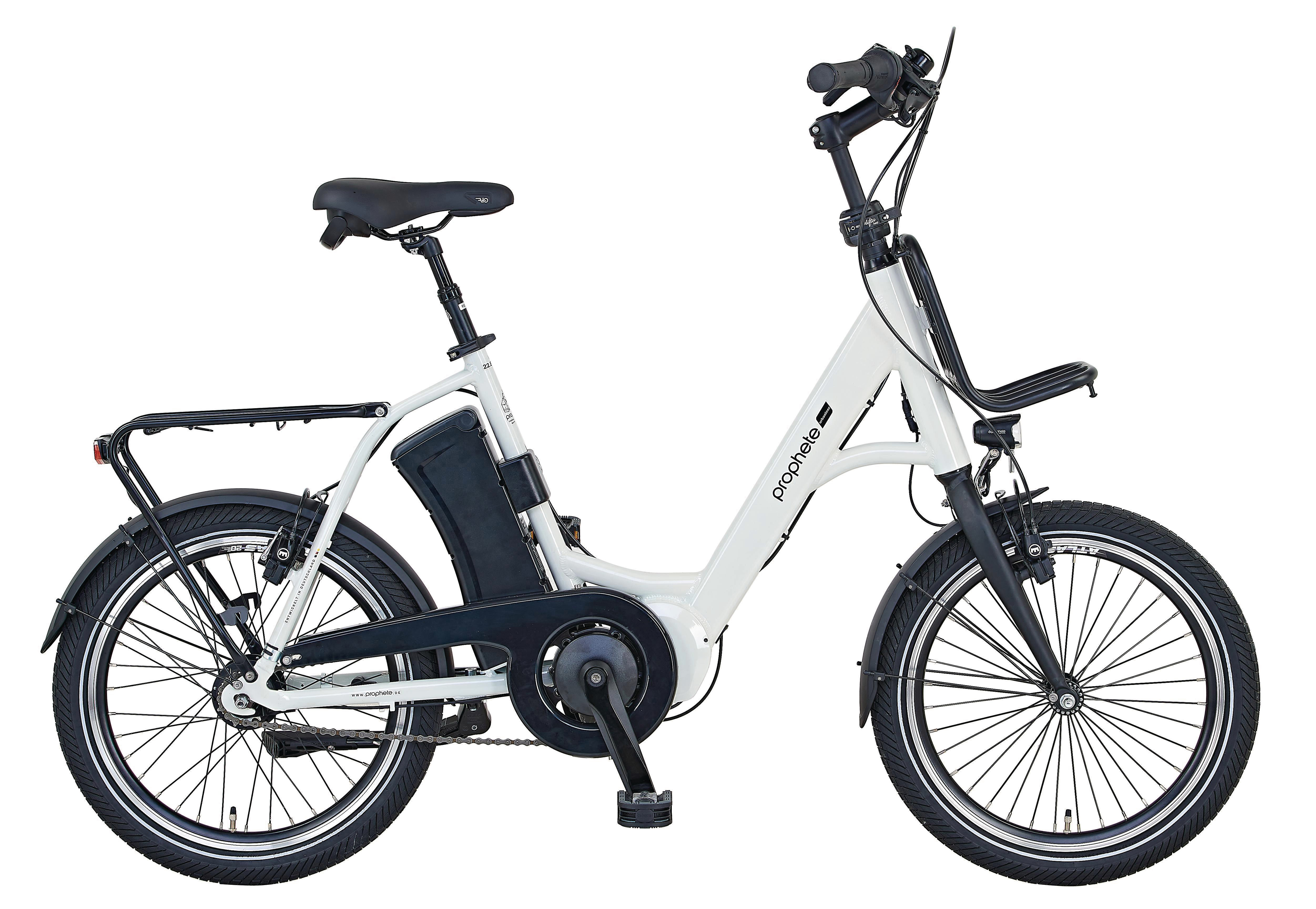 PROPHETE URBANICER E-Bike 20" Kompakt-/Faltrad (Laufradgröße: 20 Zoll, Rahmenhöhe: 46 cm, Damen-Rad, 374 Wh, Weißkreide)