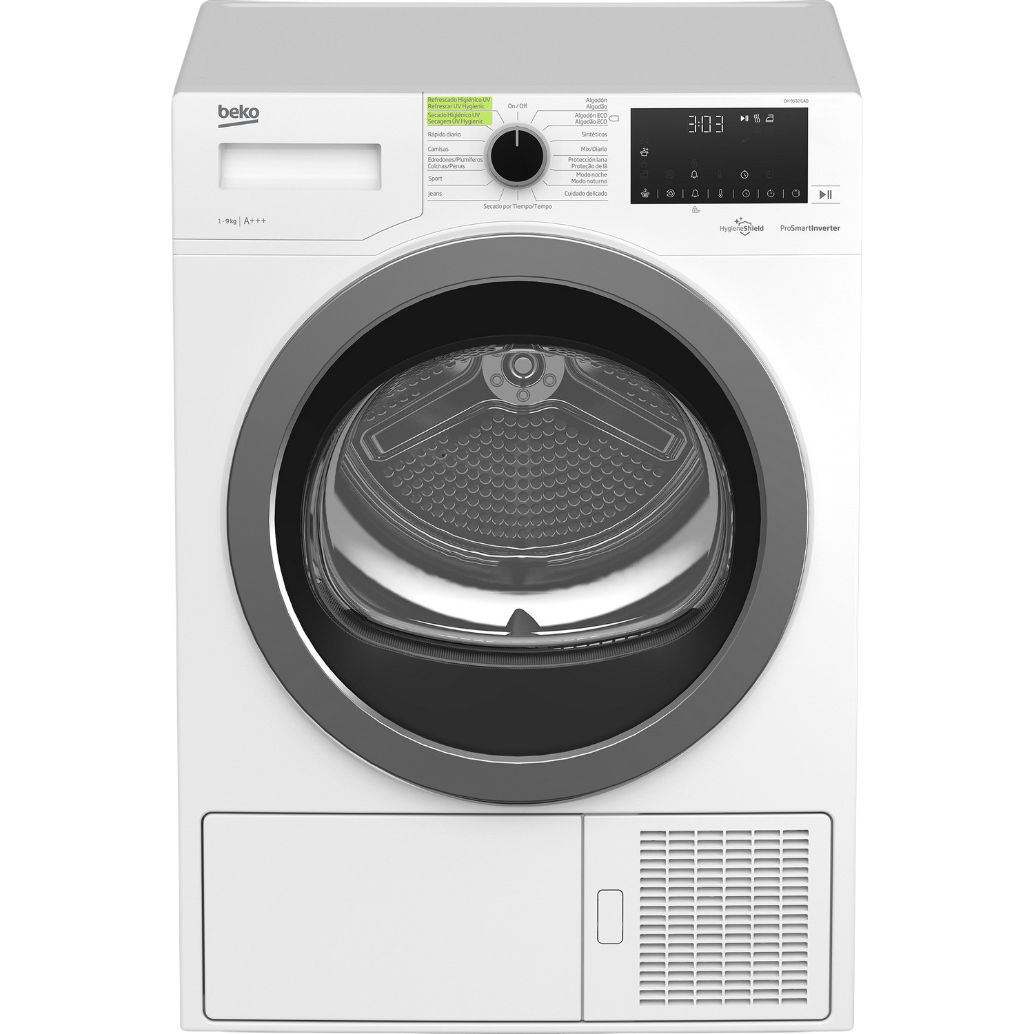 Beko 9532 Gao a+++ secadora de bomba calor carga frontal 9kg blanca dh9532gao clase 9 hygieneshield 15