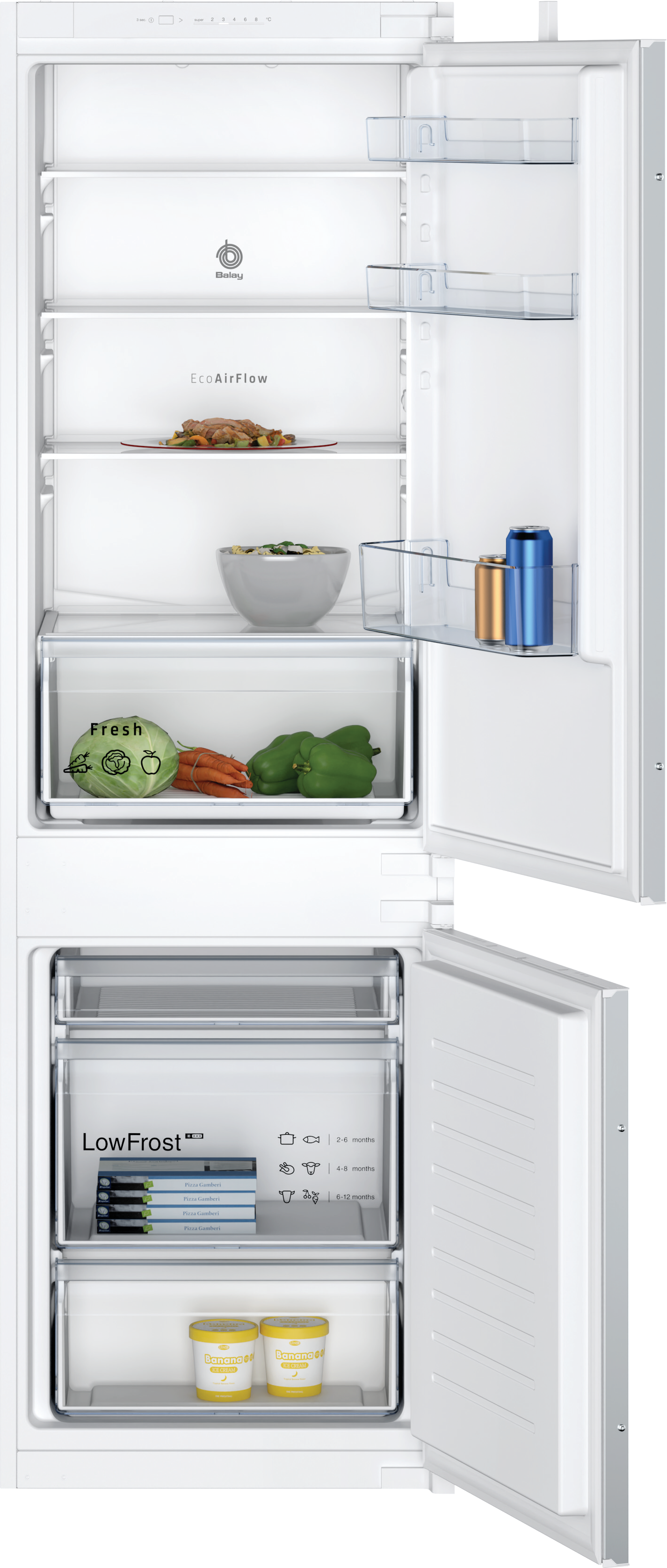 Frigorífico combi - Balay 3KIF711S, Integrable, 267 l, Cíclico, 177.2 cm, Blanco