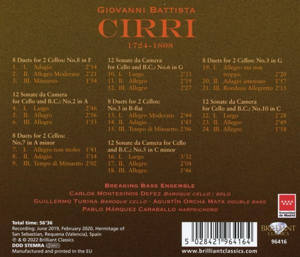 Carlos Montesinos Defez - CIRRI:SONATAS AND DUOS FOR CELLO  - (CD)