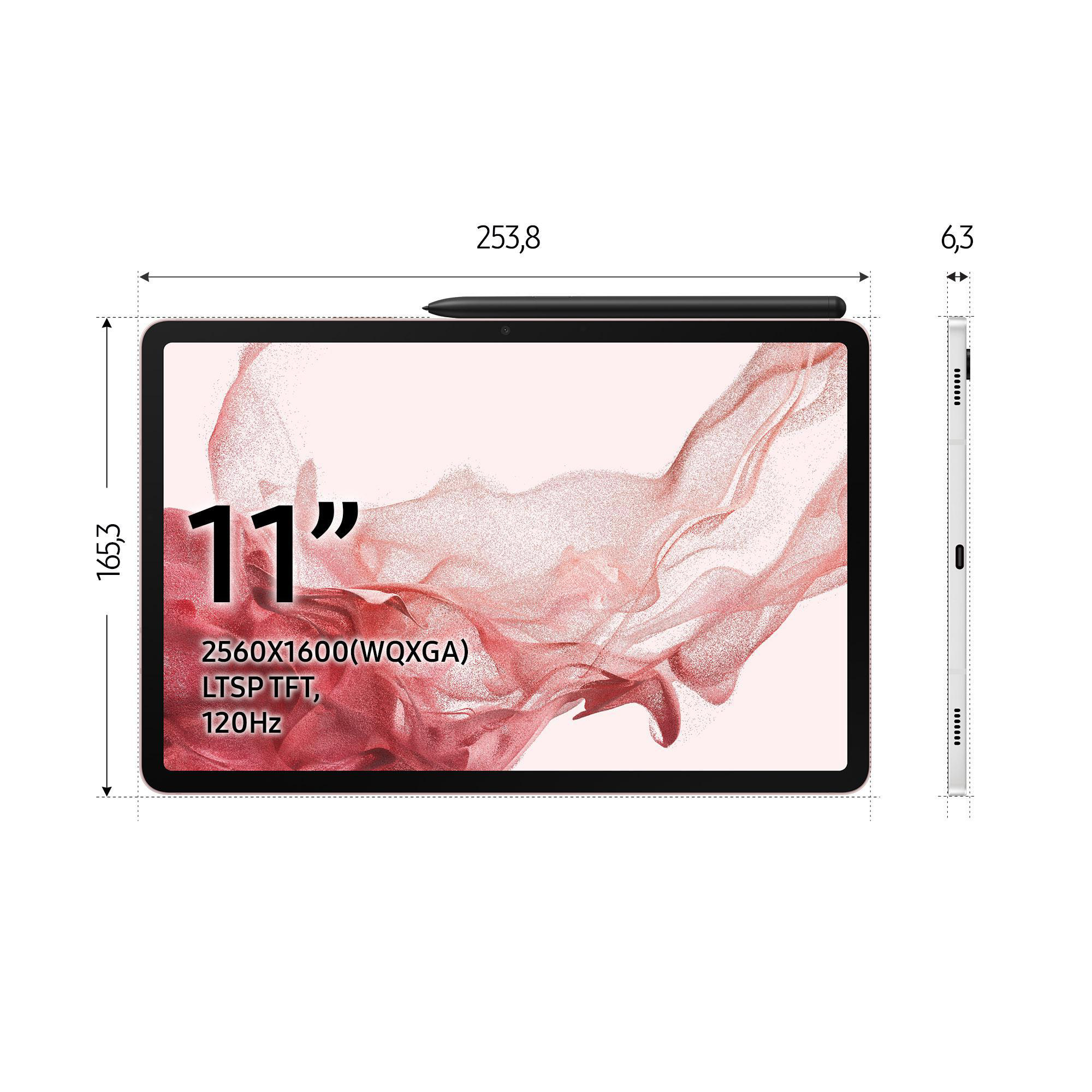 SAMSUNG Galaxy Tab S8 Wi-Fi, inklusive S-Pen, Tablet, 128 GB, 11 Zoll, Pink Gold