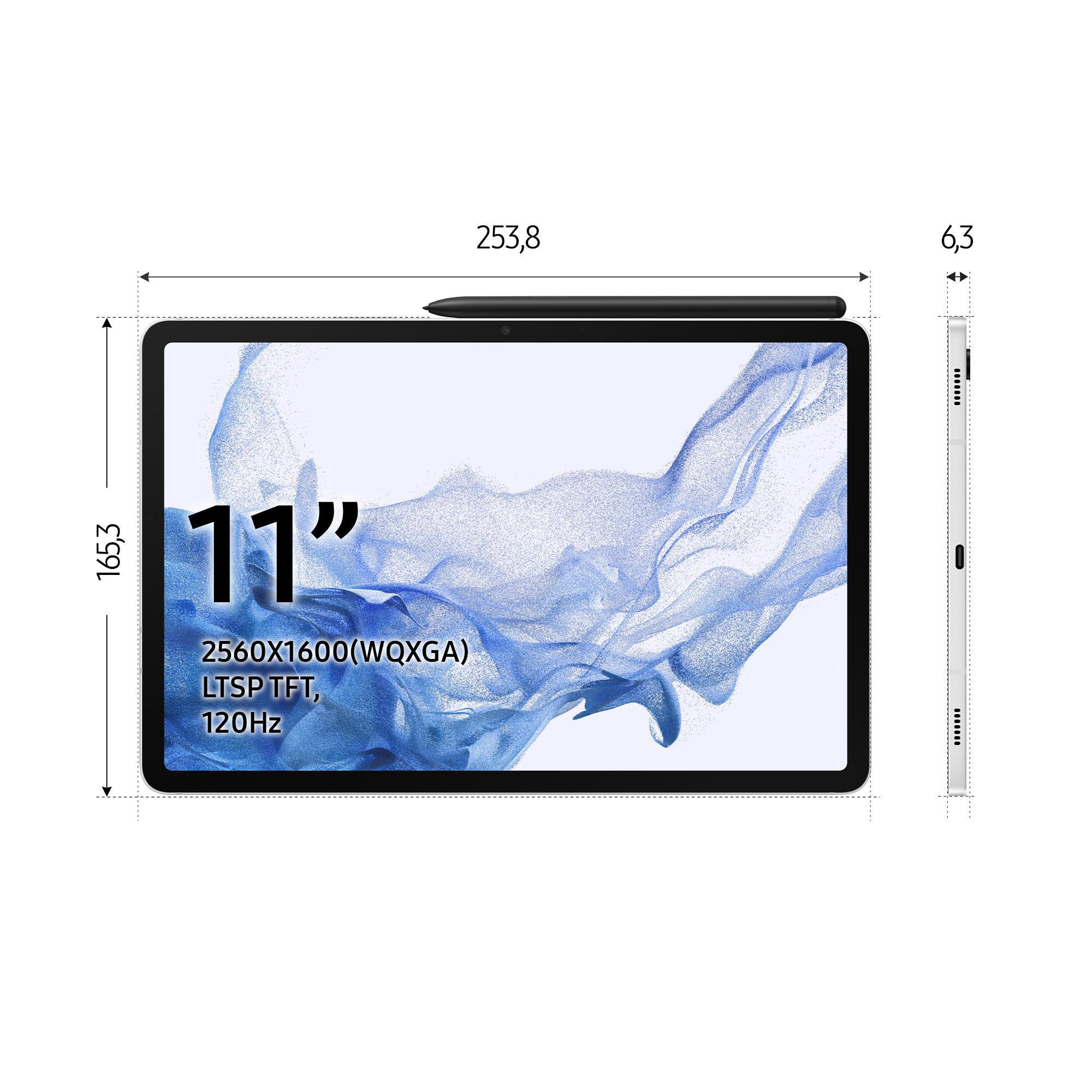 Zoll, Galaxy Tablet, Tab GB, SAMSUNG S8 Wi-Fi, 11 inklusive Silver S-Pen, 128