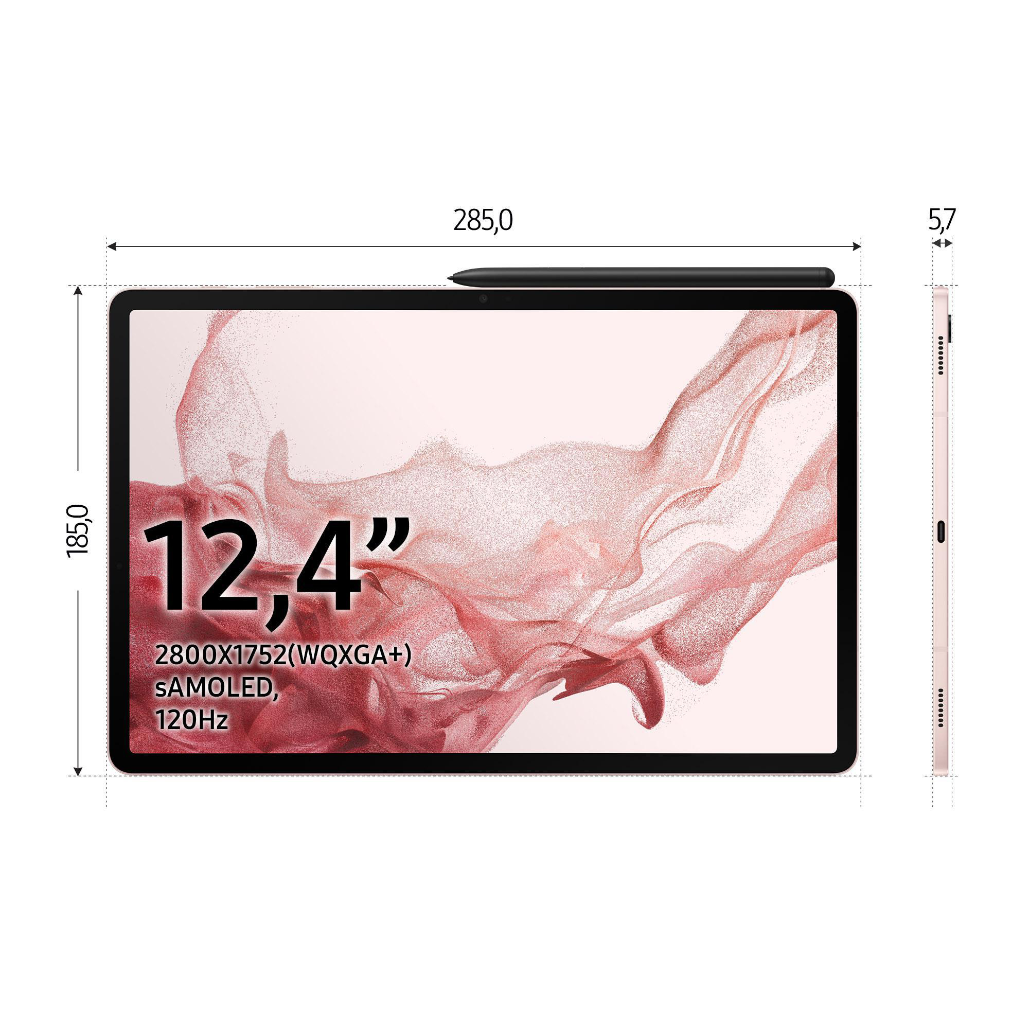 SAMSUNG Galaxy Tab S8+ Wi-Fi, inklusive S-Pen, Tablet, 256 GB, 12,4 Zoll, Pink Gold