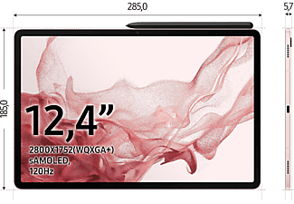 SAMSUNG Galaxy Tab S8+ Wi-Fi, inklusive S-Pen, Tablet, 256 GB, 12,4 Zoll, Pink Gold