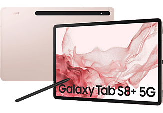 SAMSUNG Galaxy Tab S8+ 5G, inklusive S-Pen, Tablet, 256 GB, 12,4 Zoll, Pink Gold