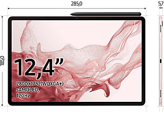SAMSUNG Galaxy Tab S8+ 5G, inklusive S-Pen, Tablet, 256 GB, 12,4 Zoll, Pink Gold