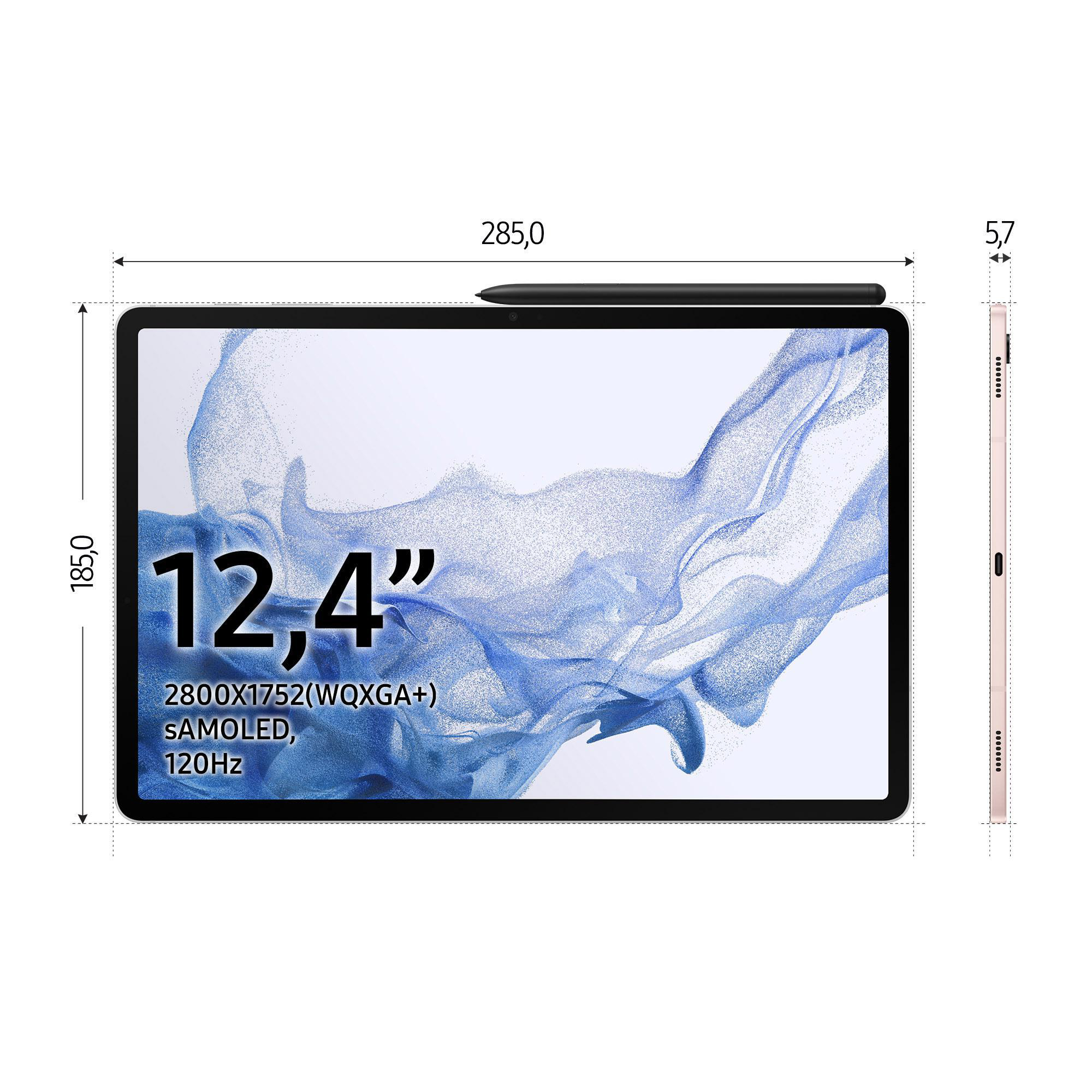 SAMSUNG Galaxy Tab S8+ Wi-Fi, inklusive S-Pen, Tablet, 256 GB, 12,4 Zoll, Silver
