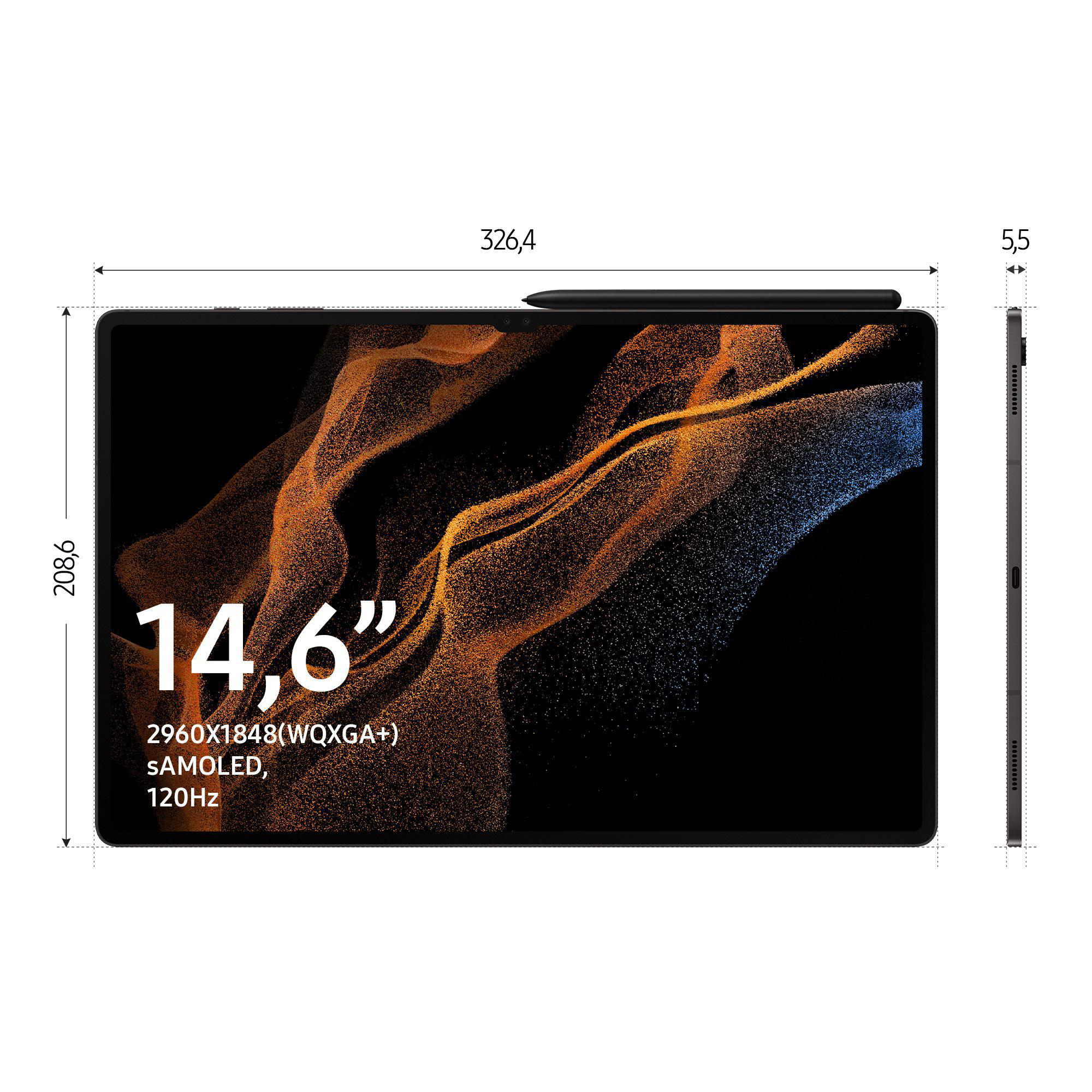 SAMSUNG Galaxy Tab S8 Ultra 5G, inklusive S-Pen, Tablet, 512 GB, 14,6 Zoll, Graphite