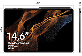 SAMSUNG Galaxy Tab S8 Ultra 5G, inklusive S-Pen, Tablet, 512 GB, 14,6 Zoll, Graphite