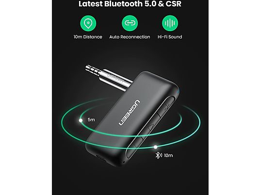 UGREEN 70303 - Adattatore per auto Bluetooth 5.0 (Nero)