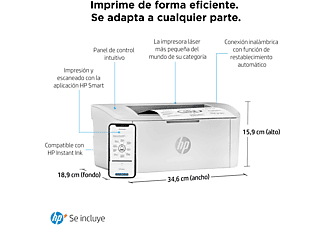 láser | HP Laserjet M110we, B&N, WiFi, USB, Fax, 6 Instant Ink con HP+, hasta ppm,