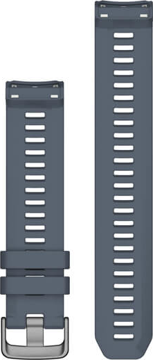 Paar graue Uhrenarmbänder, eines mit Schnalle, das andere mit Löchern zur Einstellung.