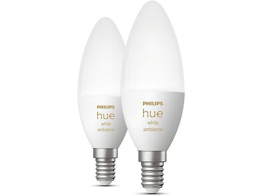 PHILIPS HUE White Ambiance pack de 2 E14 - Lampe LED (Blanc)