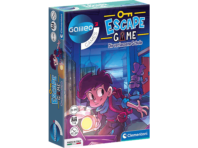 CLEMENTONI 59228 Galileo Escape Die verlassene Schule Gesellschaftsspiel, Mehrfarbig