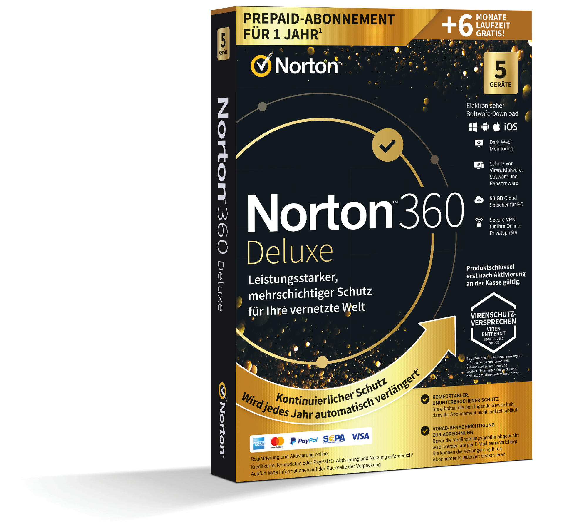 Norton 360 Deluxe | 1 Benutzer - 5 Geräte - 12+6 Monate Abo - 50GB ...