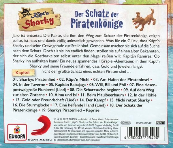Rückseite einer deutschen Kinder-Audio-CD-Hülle mit Text und Logos in farbenfrohem Layout.