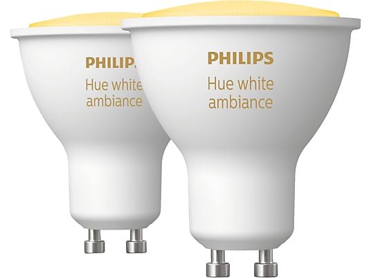 PHILIPS HUE Pack de deux, ambiance blanche GU10 - Lampe LED (Blanc)