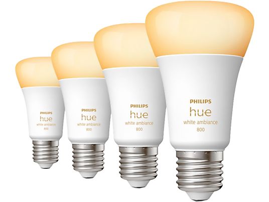 PHILIPS HUE White Ambiance pack de 4 E27 - Lampe LED (Blanc)