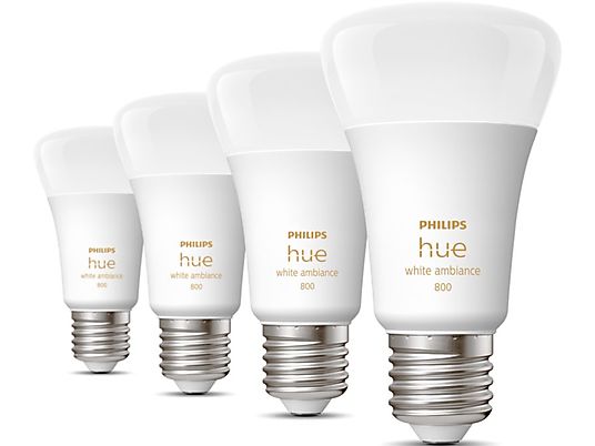 PHILIPS HUE White Ambiance pack de 4 E27 - Lampe LED (Blanc)