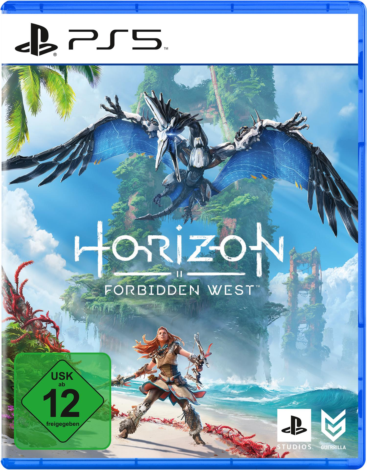 Horizon Forbidden West PS5 Spielcover, mit einer weiblichen Figur.