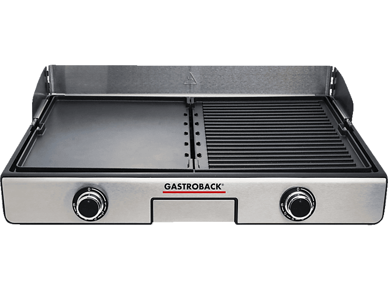 GASTROBACK 42524 Plancha & BBQ Design Elektrogrill, Silber/Schwarz (2000 Watt)