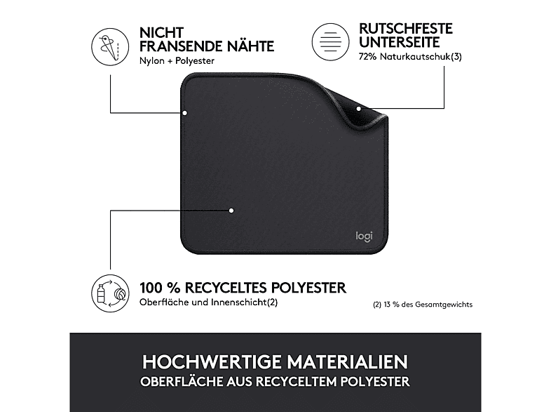 LOGITECH Mousepad Studio Series, 200 x 230 mm, Grafit; Mauspad — Foto 3 von 5